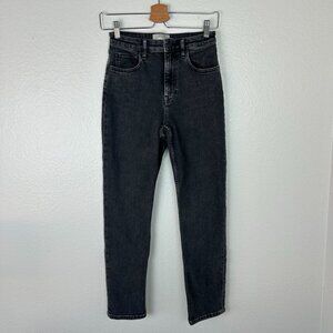 Everlane The High Rise Straight Ankle Jean 26 Washed Black Minimalist Contempora